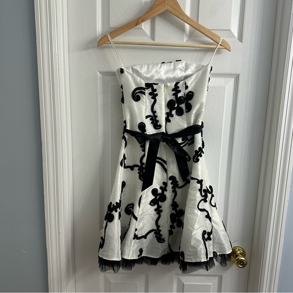 Jessica McClintock Dress Strapless Tulle Masquerade Monochrome Mini Size 2 - Picture 5 of 12